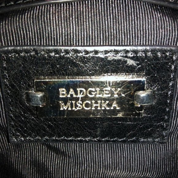 Badgley Mischka Cherise Black Leather Convertible Satchel - Picture 15 of 16